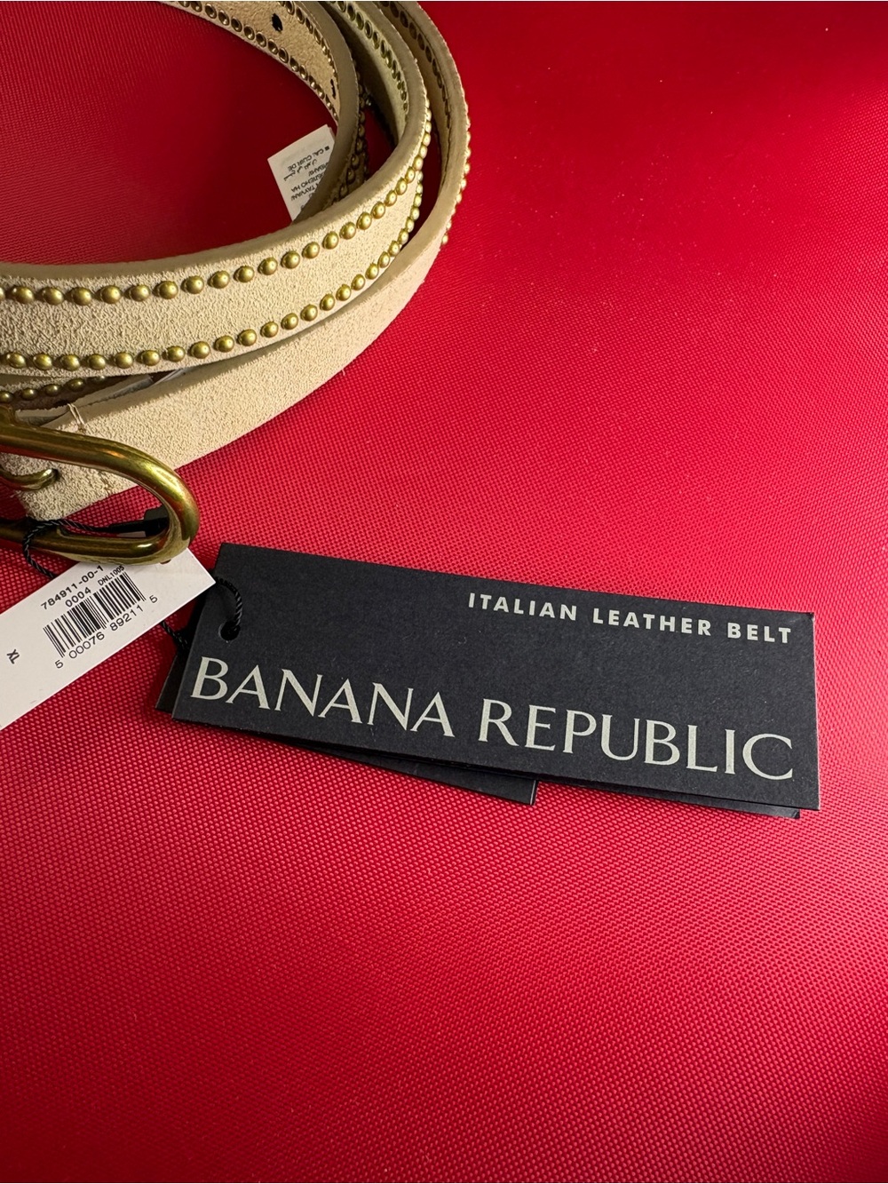 Banana Republic Beige Leather Belt with Gold Stud Trim - Picture 4 of 10